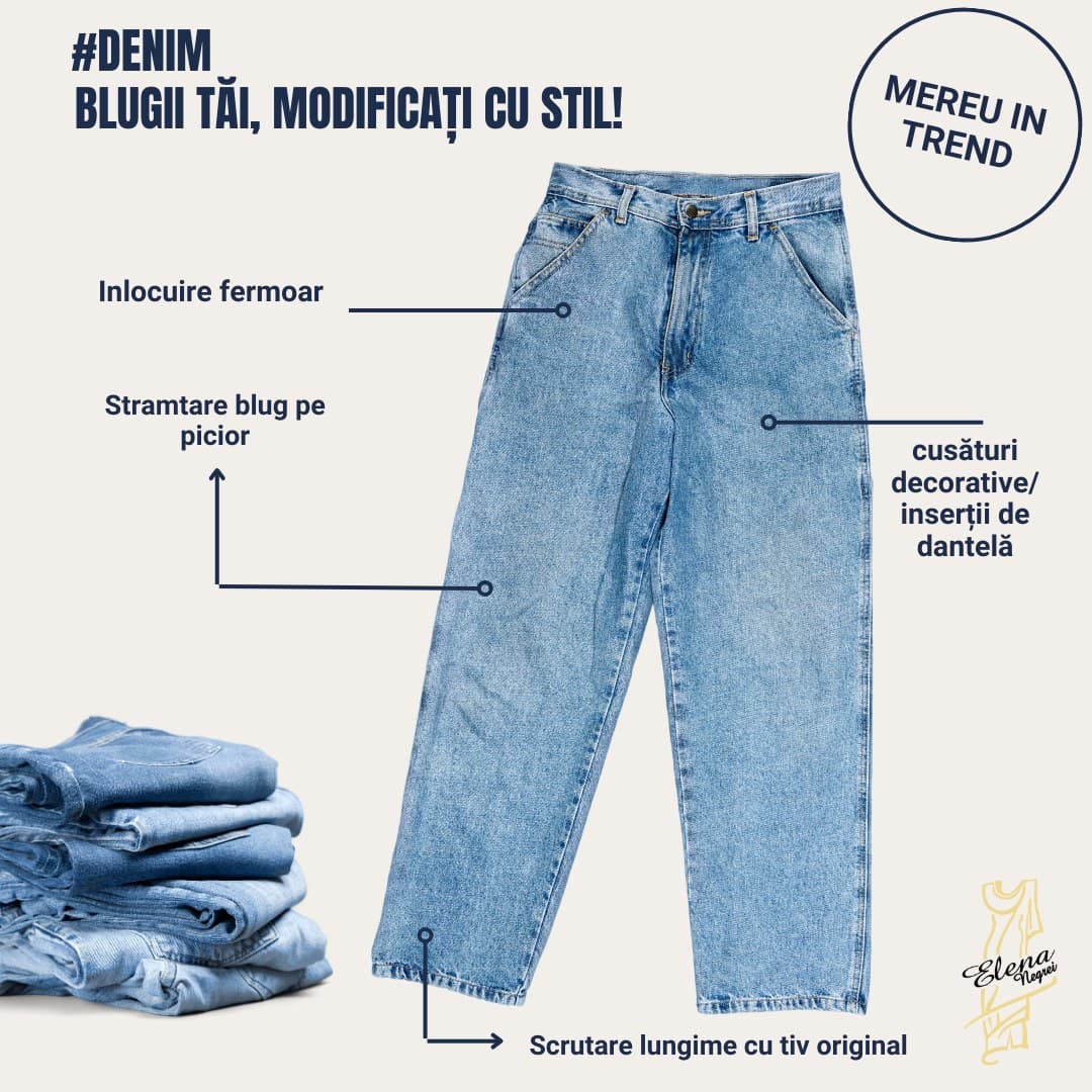 Modificări denim cu inserții de dantelă